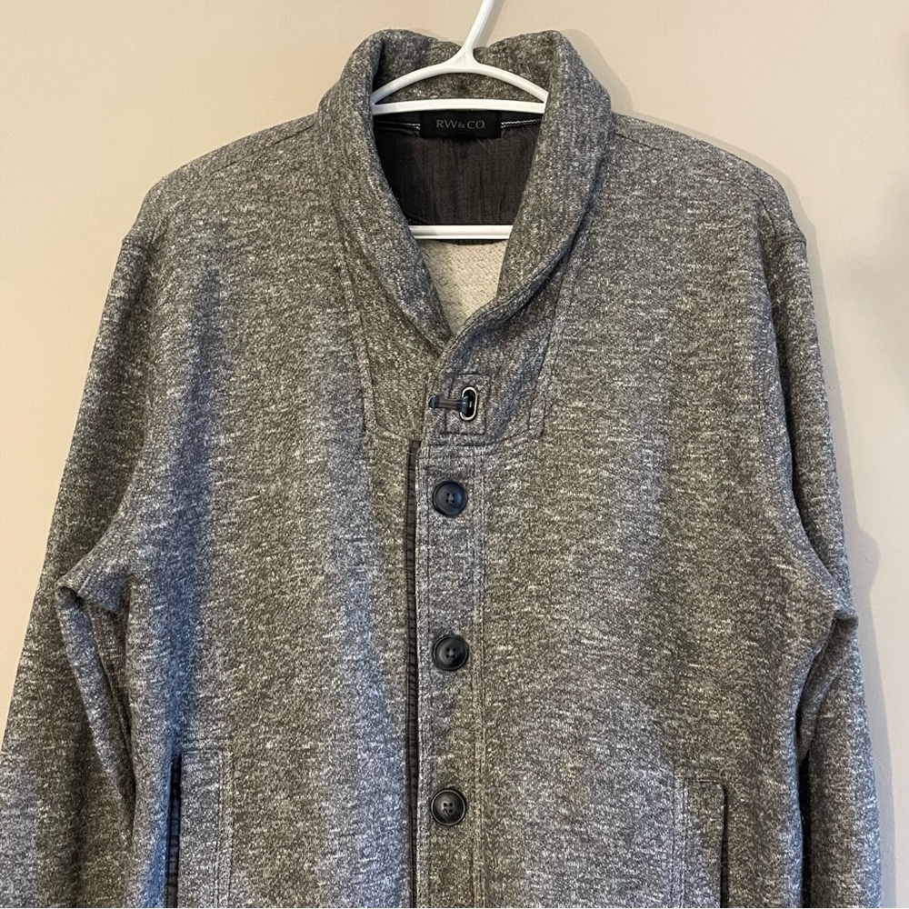 RW&CO. Men's Shawl Collar Button Cardigan in Gray - Picture 3 of 15